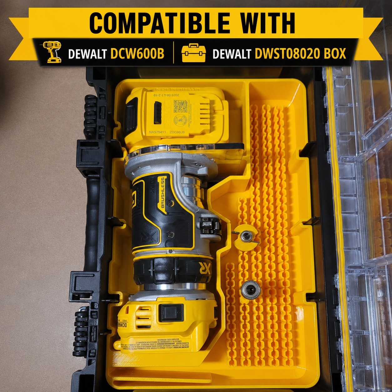 DeWalt DCW600B 20V Router Deep Compact Organizer (Insert Only)