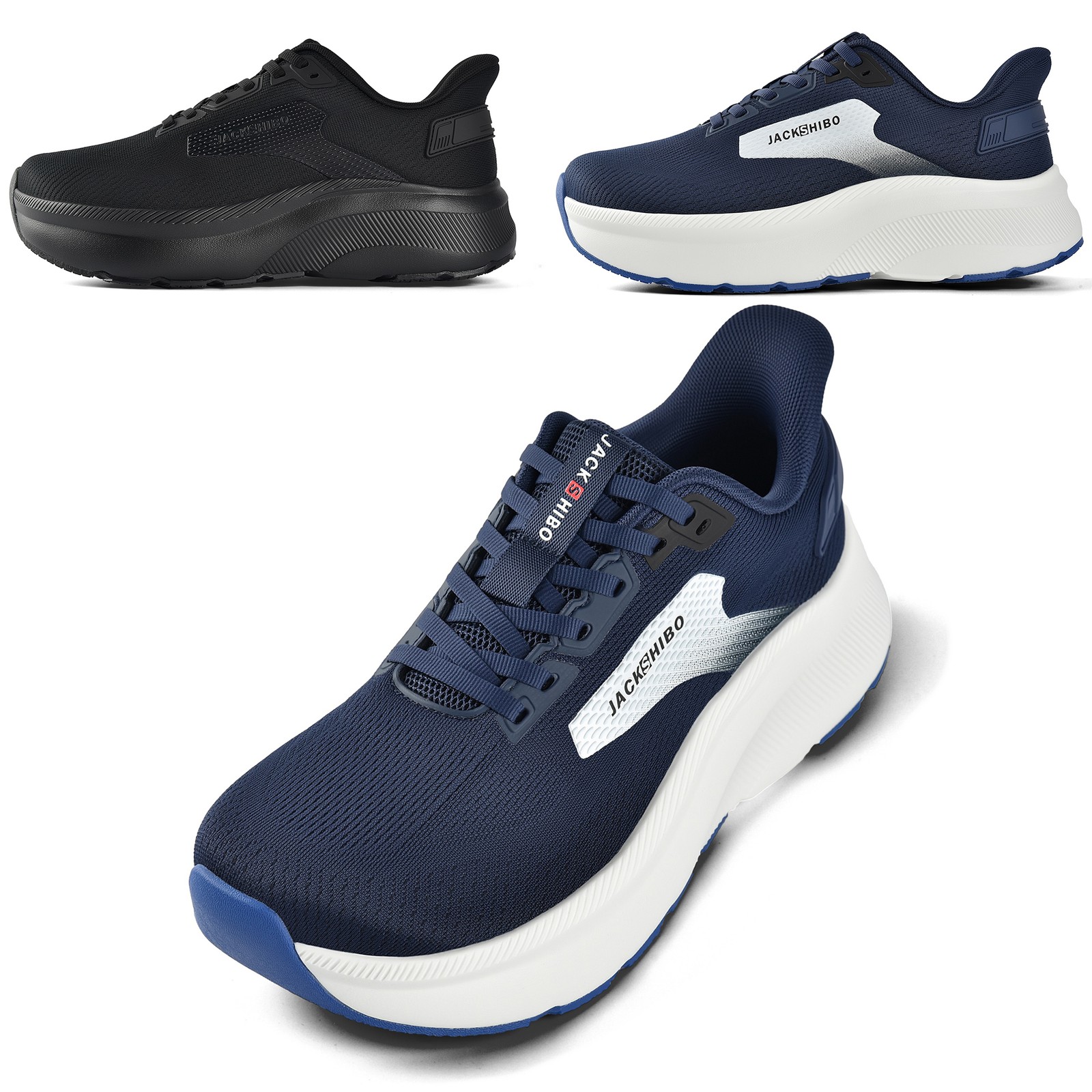 JACKSHIBO Wide Toe Box Shoes Men Hands Free Arch Support Sneakers Lightweight