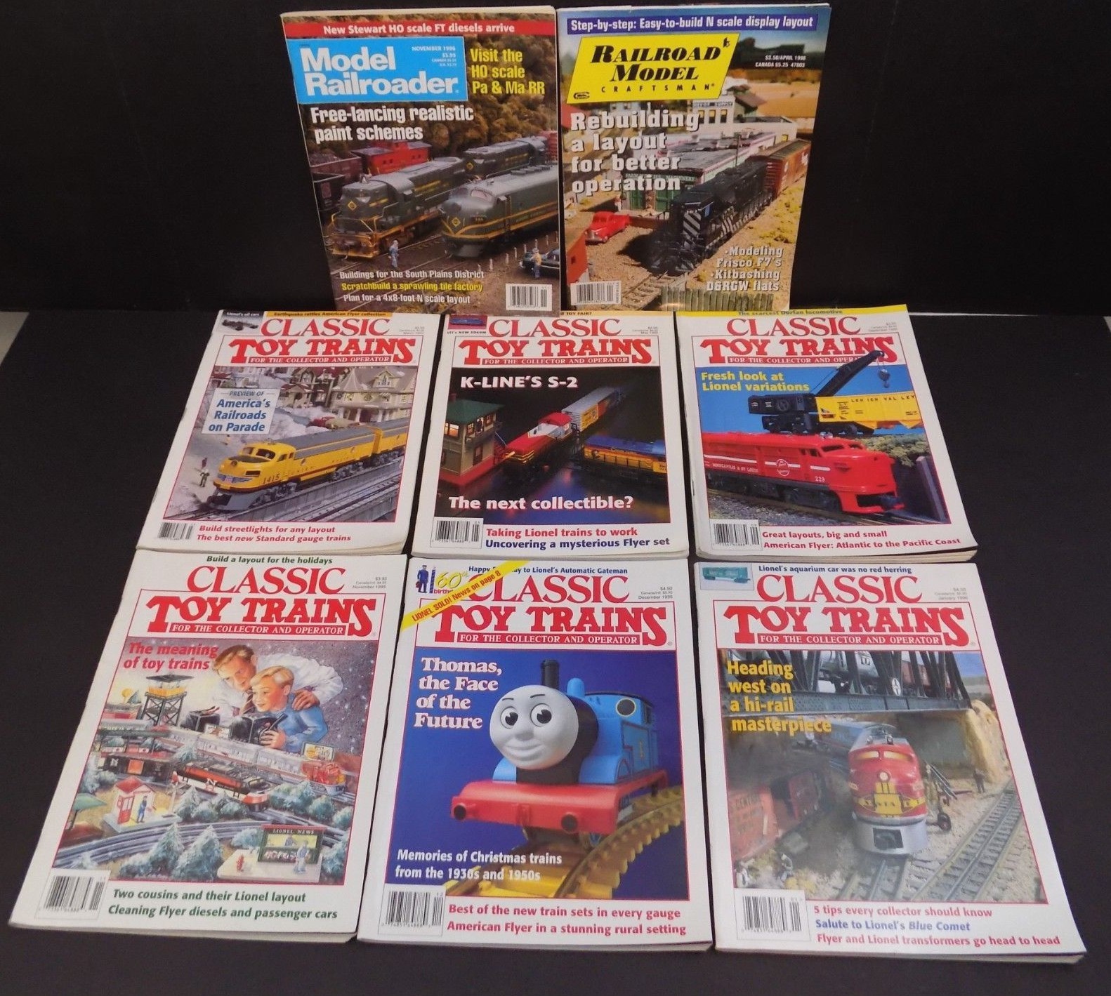 Lot Of 8 - Classic Toy Trains-Model Railroader-Railroad Model-1990's-Magazines