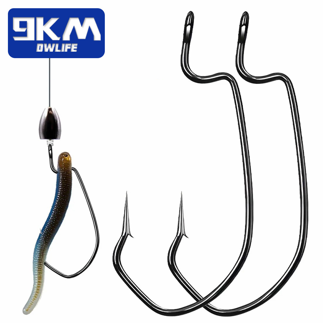 25~100Pcs EWG Worm Hooks V-Bend Offset Hooks with Extra Wide Gap Texas Rig Hooks