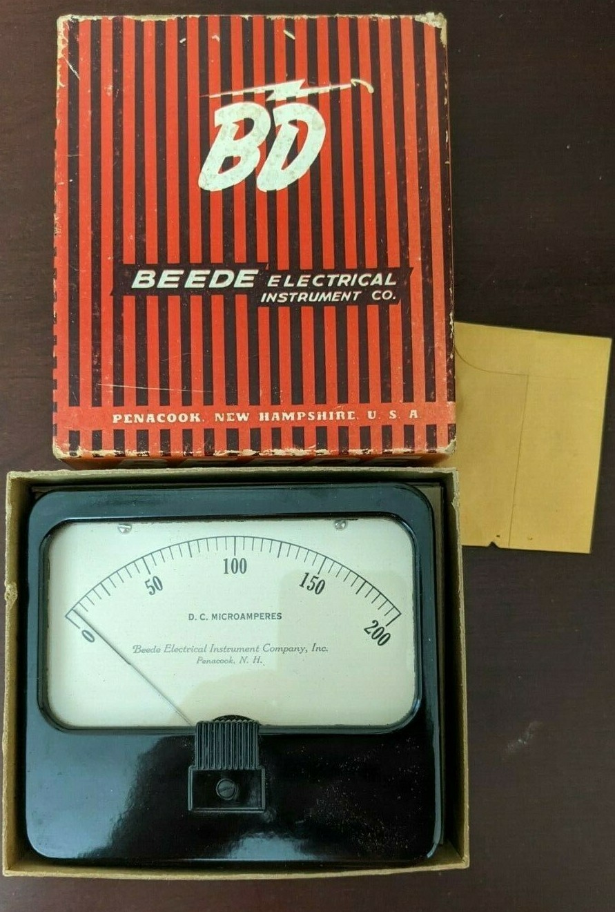 Vintage BEEDE DC Microamperes Meter #16 In Bakelite Case in box New NOS Rare!