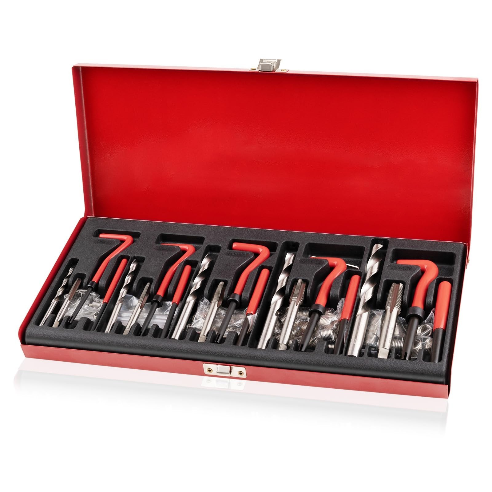 Premium 131-Piece Metric Helicoil Thread Repair Kit, Comprehensive HSS Drills, I