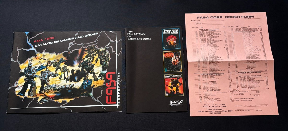 Vintage 1986 FASA Fall Catalogs of Games and Books with Order Form