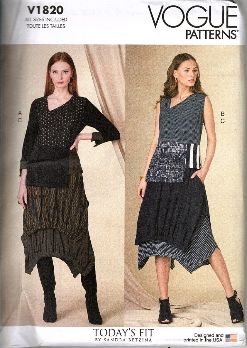 Vogue V1820 Misses XS to XXL Sandra Betzina Skirt and Top Uncut Sewing Pattern