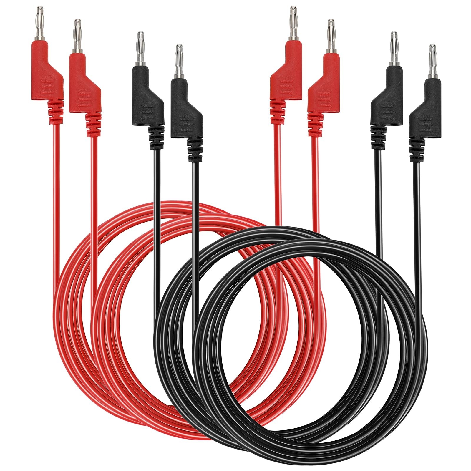 Sumnacon 4 Pcs Banana Plug Test Leads - 2M, 1000V/15A, Stackable, Multimeter ...