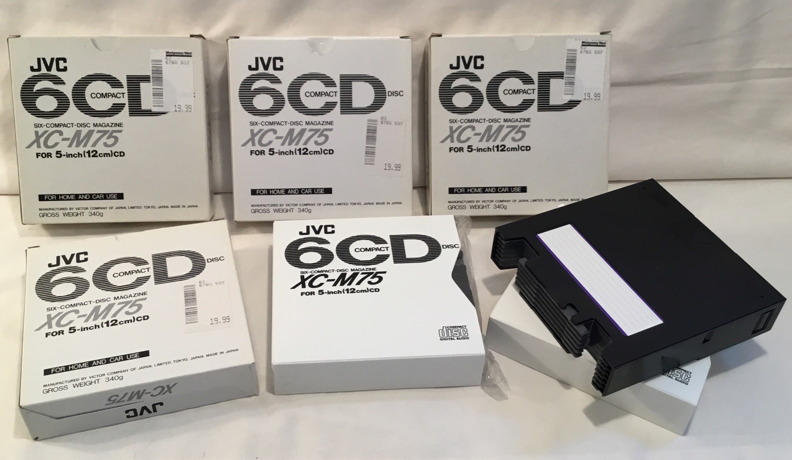Lot of  6 JVC XC-M75 6 CD Compact Disk Cartridge Magazines 1 Used?