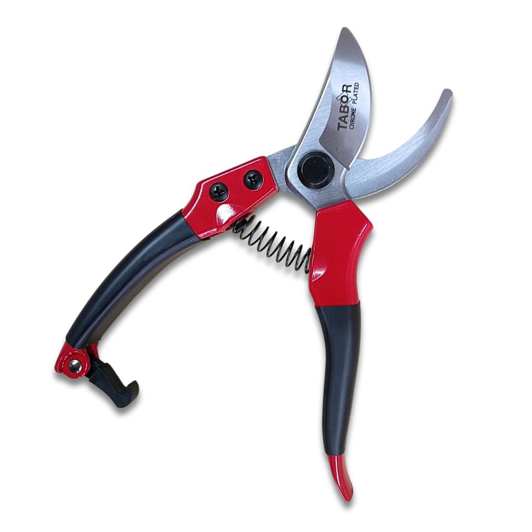 TABOR TOOLS S821A Bypass Pruning Shears, Makes Clean Cuts, Great for S-M, Red