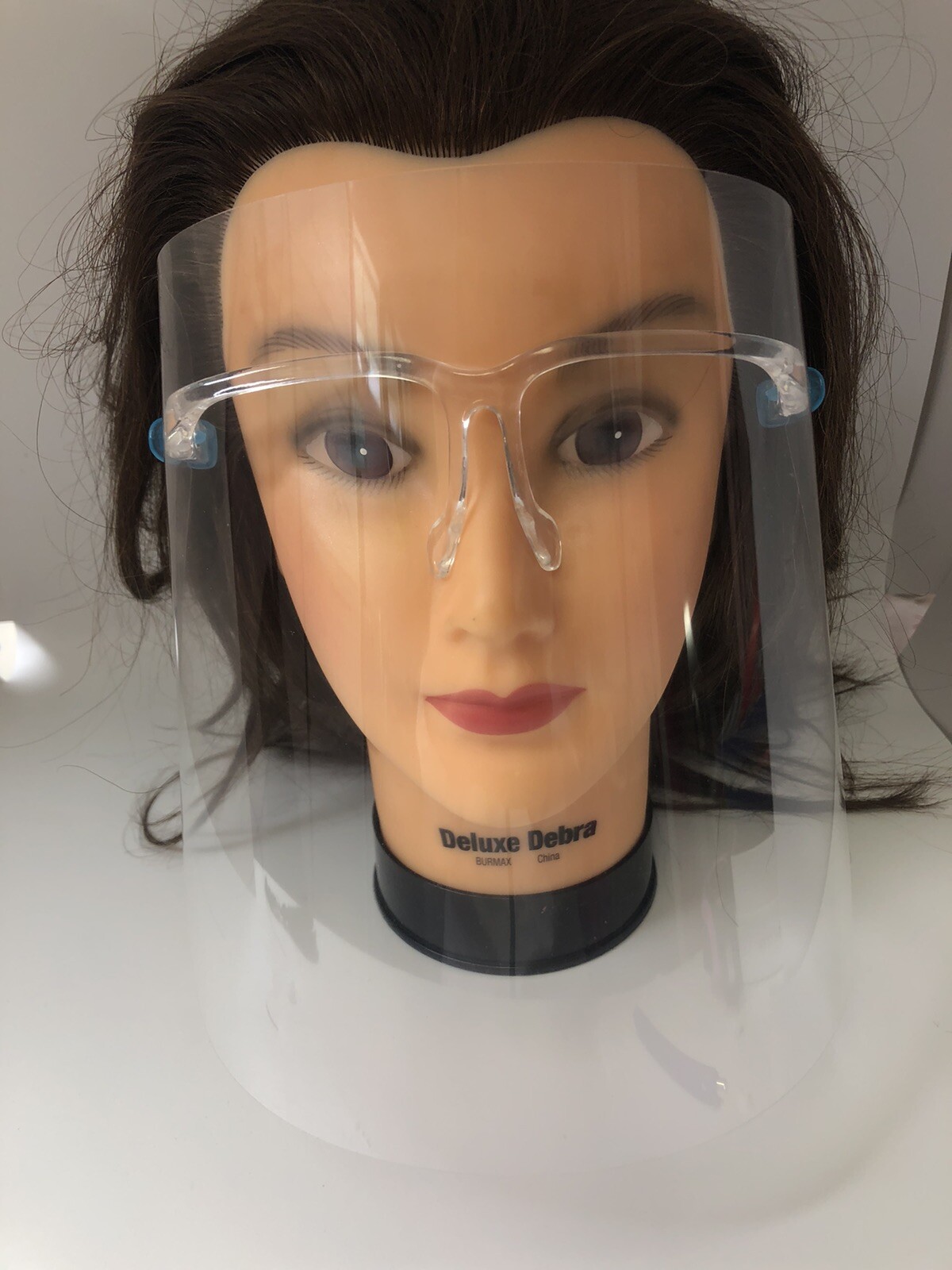 Full face clear protective shield with glasses, non-fog, reusable