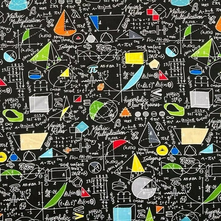 Fat Quarter Maths Mathematics Science Nerd Timeless Treasures 100% Cotton Fabric