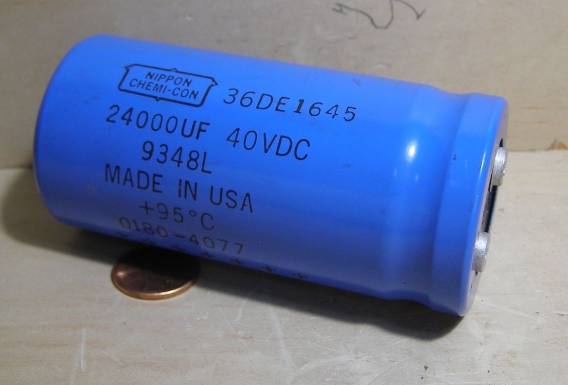 NIPPON CHEMI-CON ELECTROLYTIC CAPACITER...9348L. 24000UF. 40VDC. +95C...0180-407