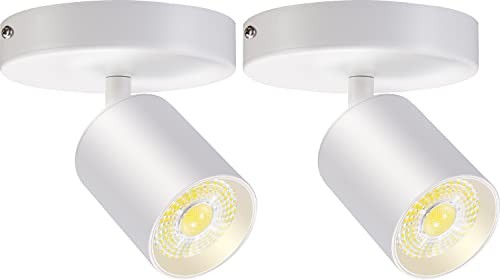 Flush Mount LED Ceiling Spotlight Dimmable Adjustable 2 Pack(3000K) White