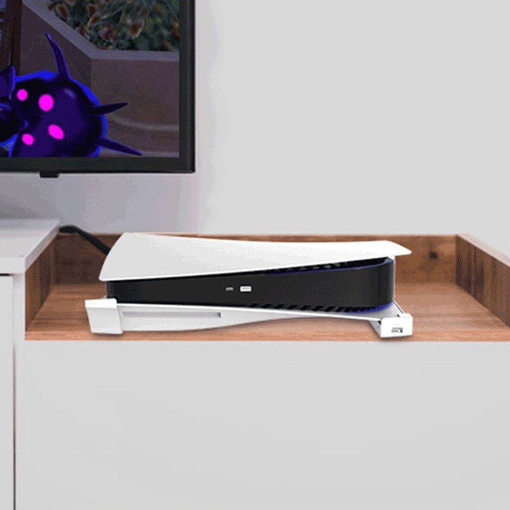 ABS Game Host Rack Storage Horizontal Bracket Stand w/4 Port USB for PS5 Console
