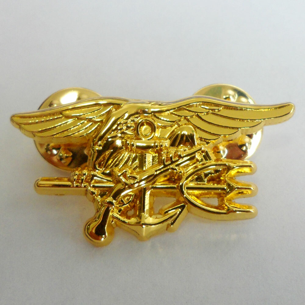 MINI Vietnam War U.S. Navy SEALs Special Warfare Insignia Badge Pin Golden Color