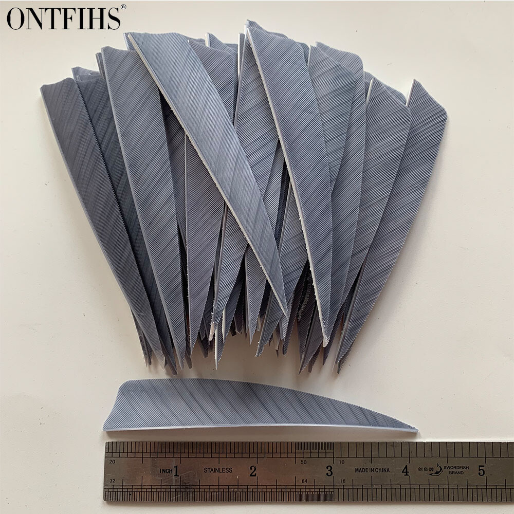 50PCS 4 inch Gray Shield Fletches Fletching Feathers RW LW