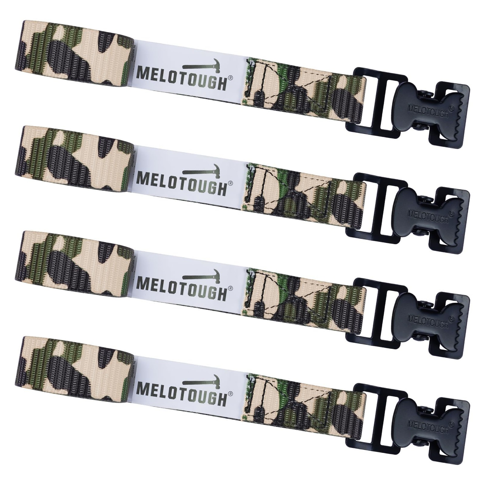MELOTOUGH 4-Pack 2ft Camo Tree Stand Straps, Heavy Duty Ratchet & Utility Str...
