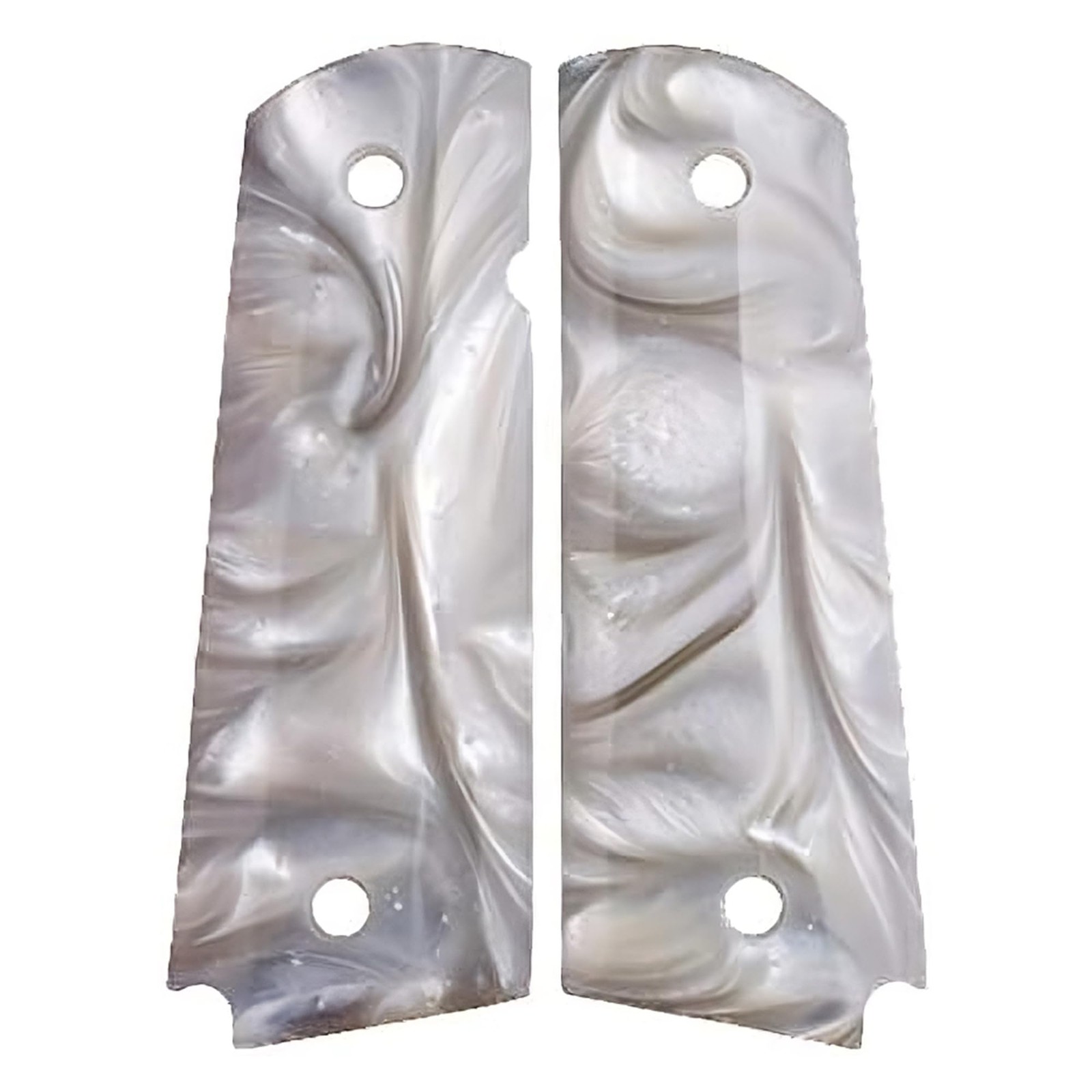 1911 White Pearl Acrylic Grips Gold Screws Fits Colt Kimber Springfield Govt