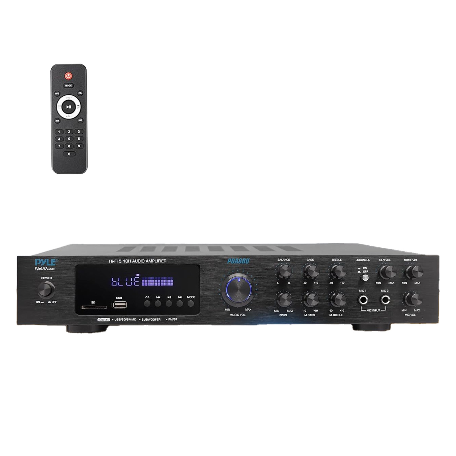 Pyle PDA8BU 5.1 Channel Home Audio Bluetooth Receiver with Wire