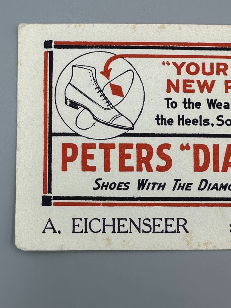 c 1920 PETERS Diamond Brand SHOES Advertising Ink Blotter HECKER Illinois