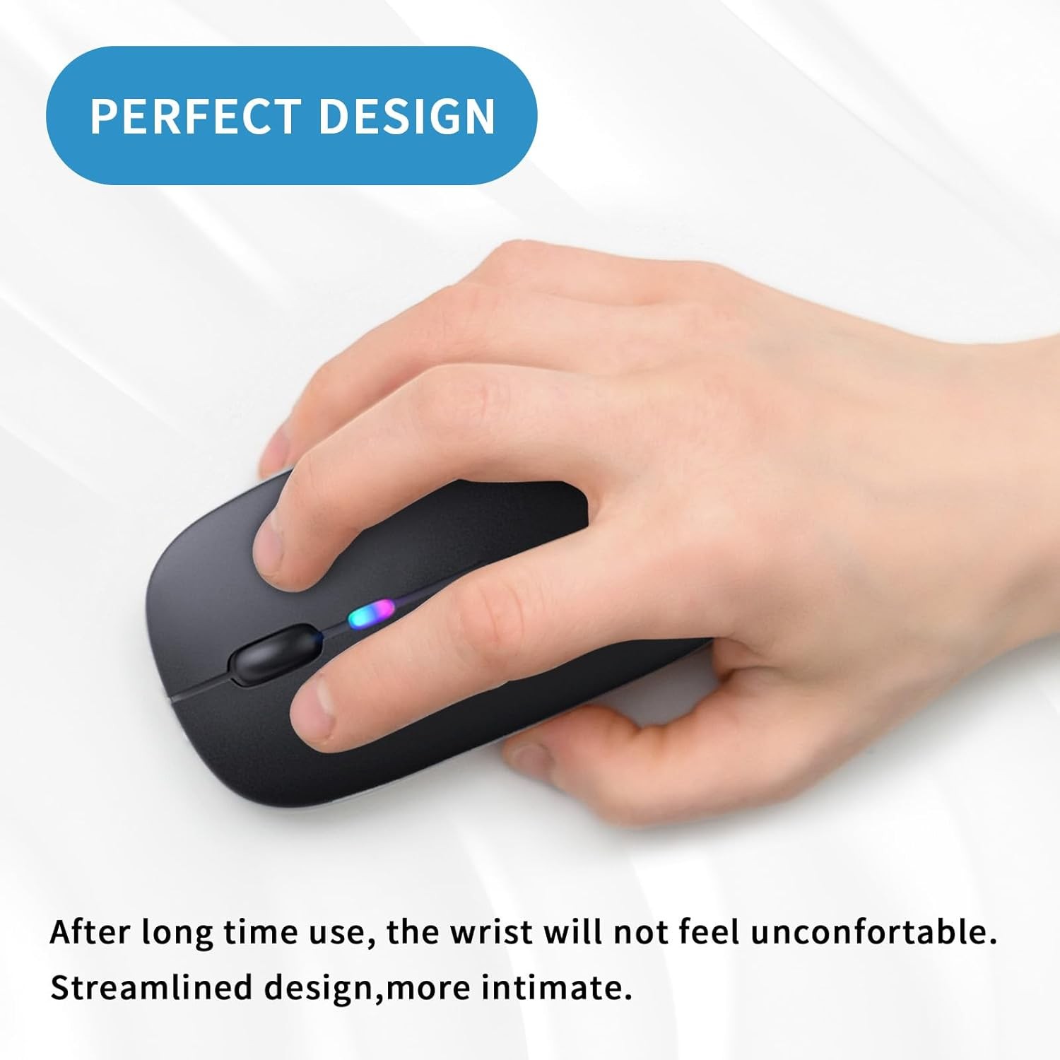 Wireless Bluetooth Mouse, Rechargeable, LED, Silent, Ultra-thin Design (Bluetoot