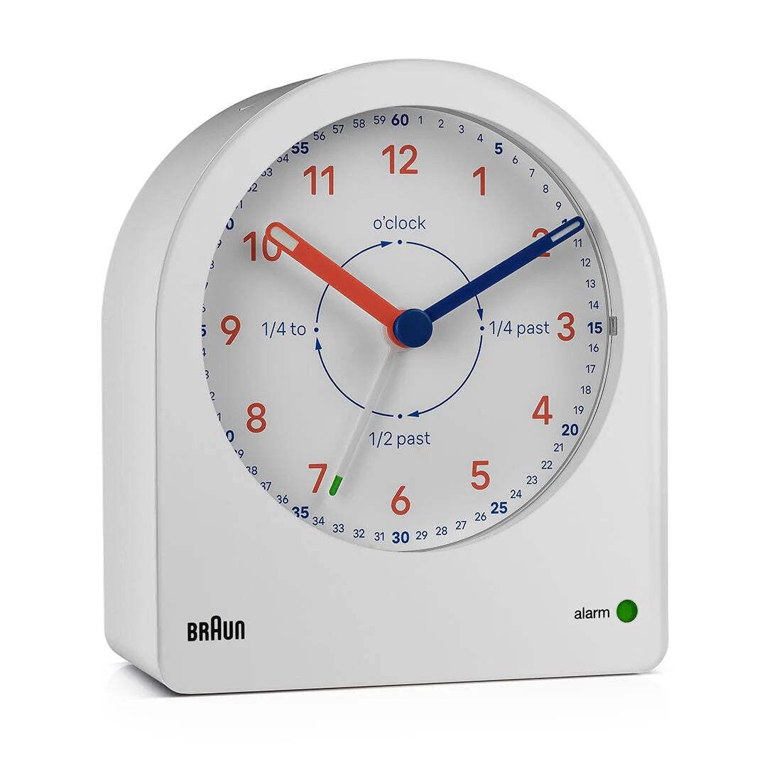 Braun BC22TW Time Teacher Analogue Alarm Clock – Easy-to-Read Learning Dial with