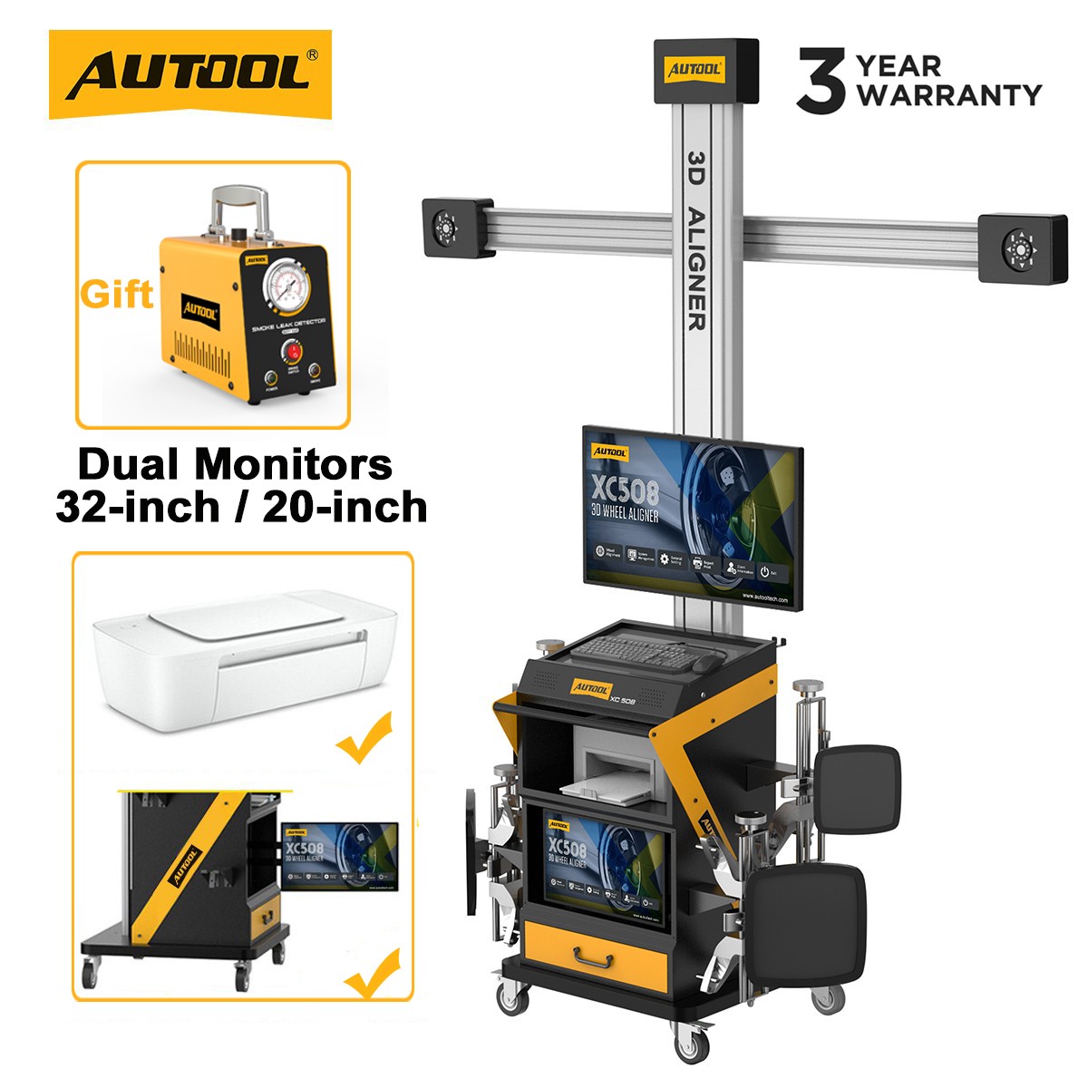 AUTOOL XC508 3D Wheel Alignment Machine Fully Automatic Aligner on all Post Lift