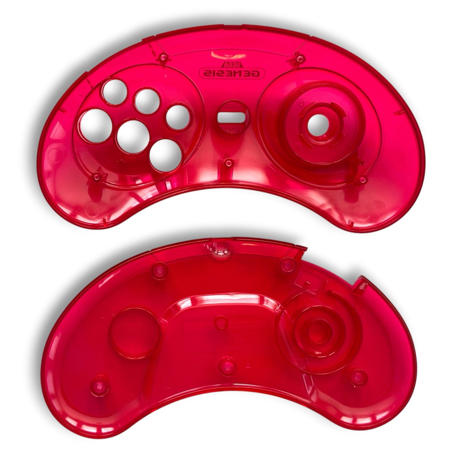 Clear Red Sega Genesis Controller Shell 6 Button Replacement Housing MK-1653