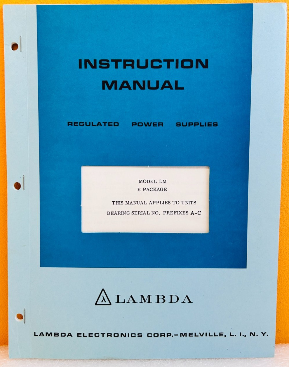 Lambda IM-LME Model LM E Package Prefixes A-C Instruction Manual.