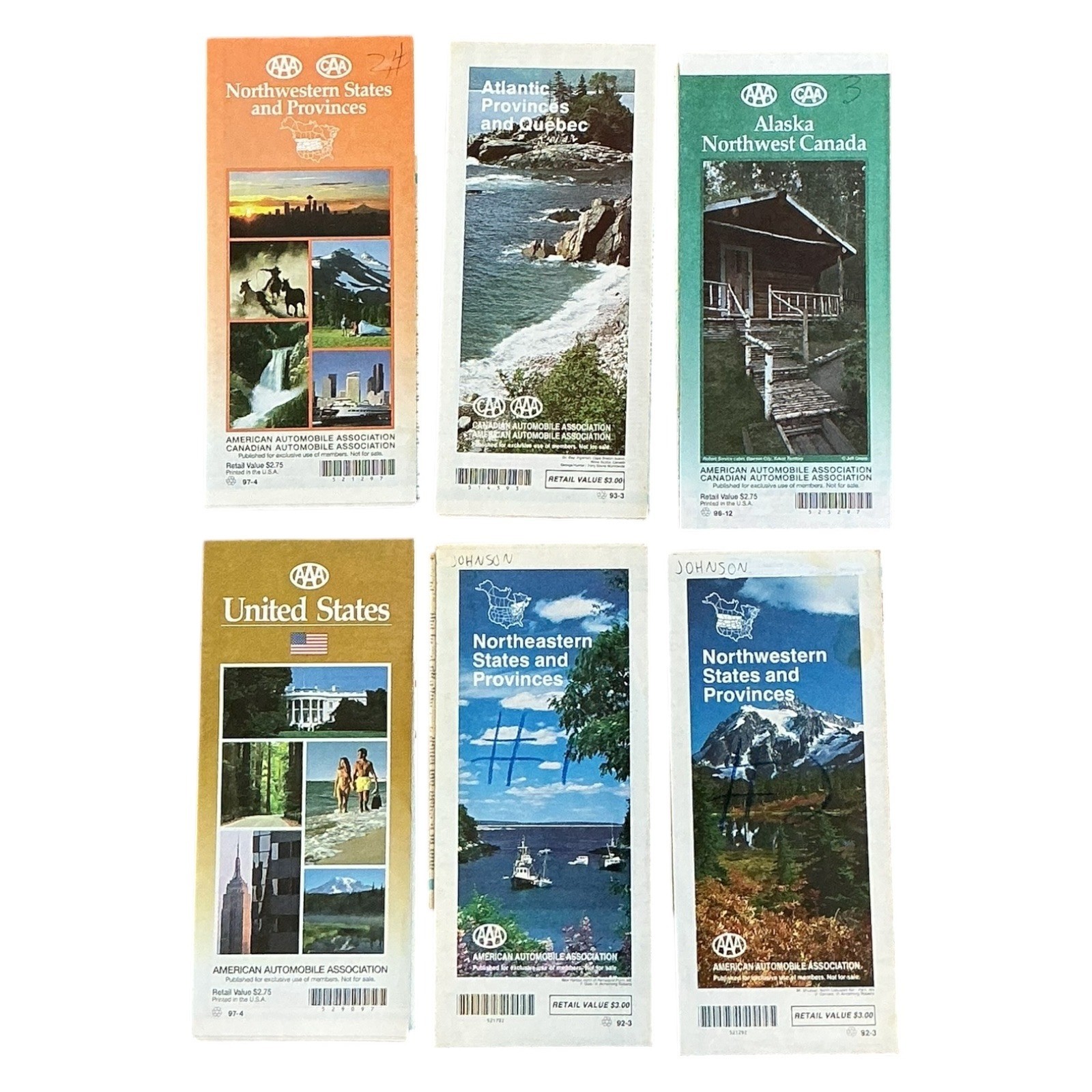 Vintage AAA Road Maps Lot of 6 North America and Canada Provinces 1992–97