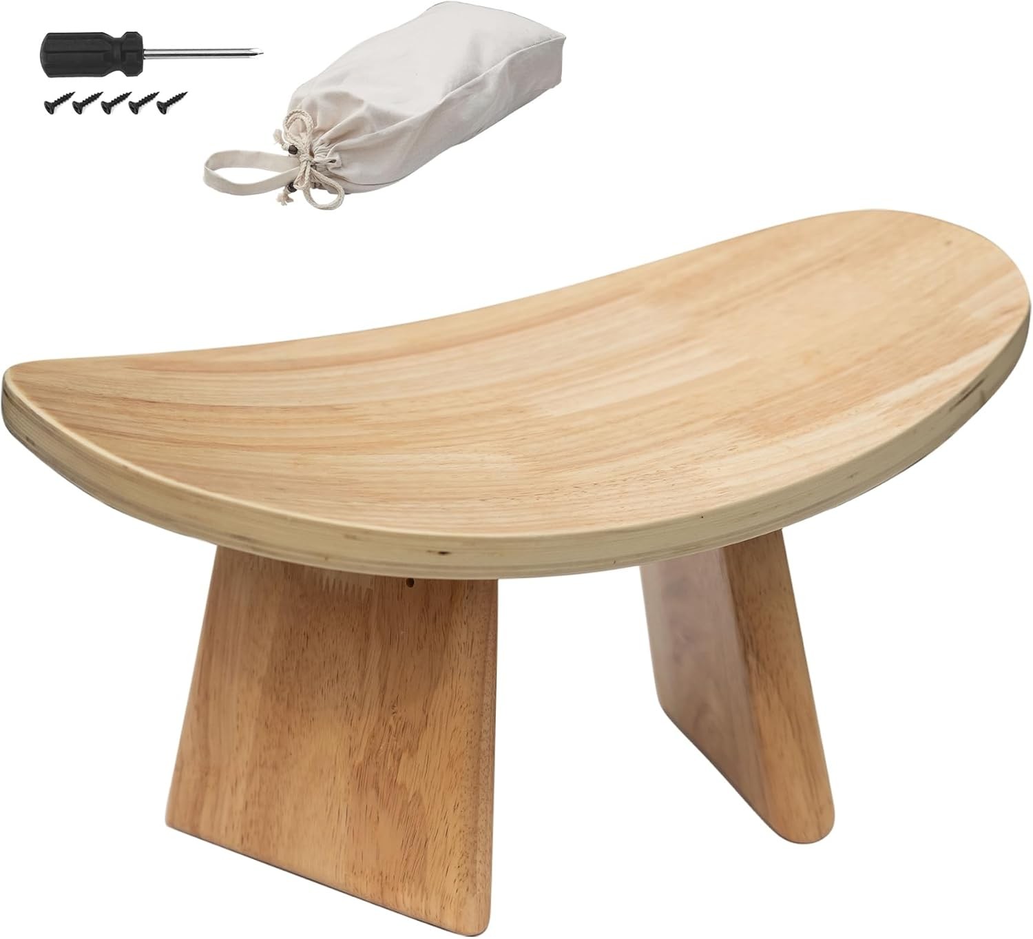 Ergonomic Wooden Meditation Bench for Seiza & Yoga Practice - Natural Portable K