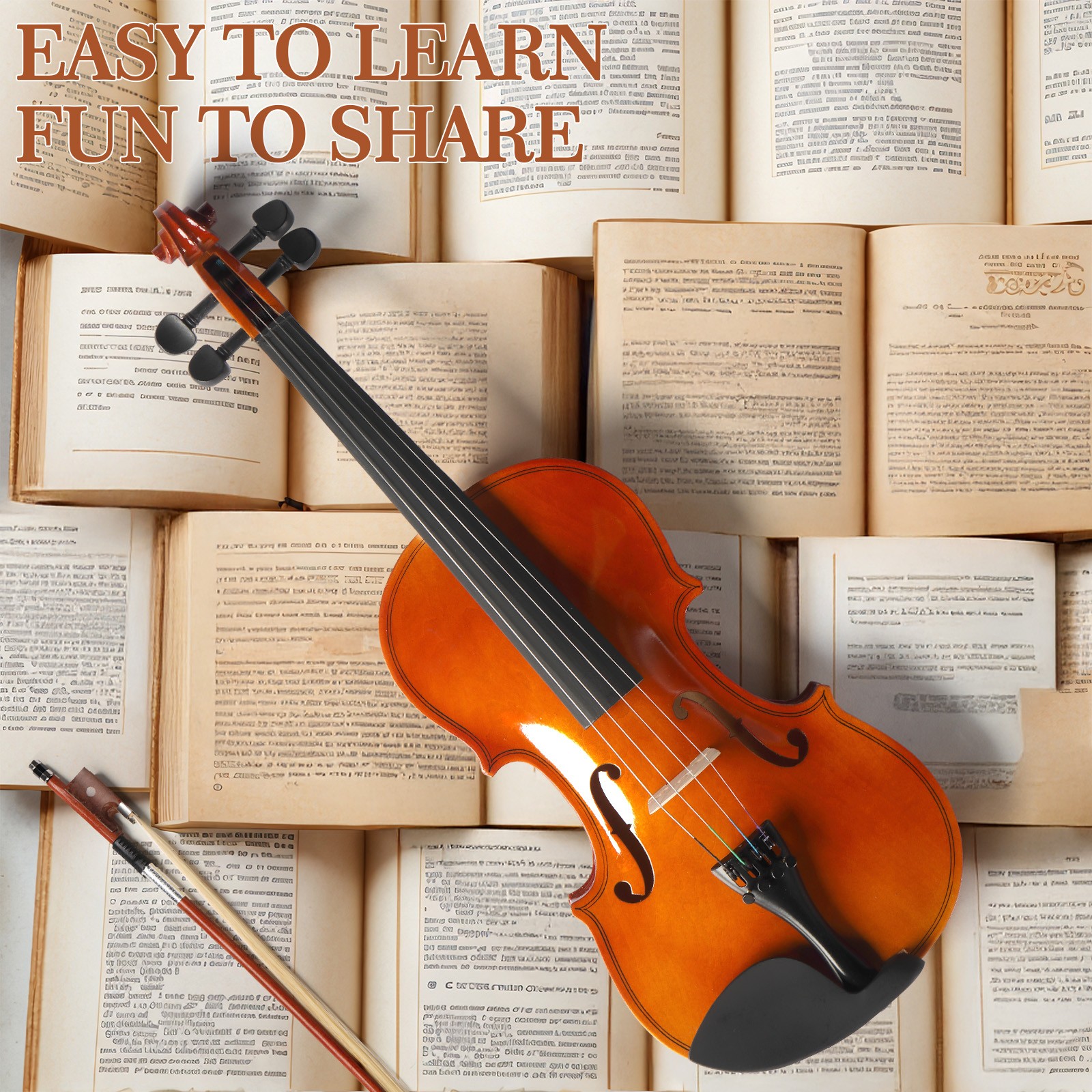 Glarry1/2 Natural Maple Wood Acoustic Violin Fiddle Set w/ Case Row Rosin Tuner