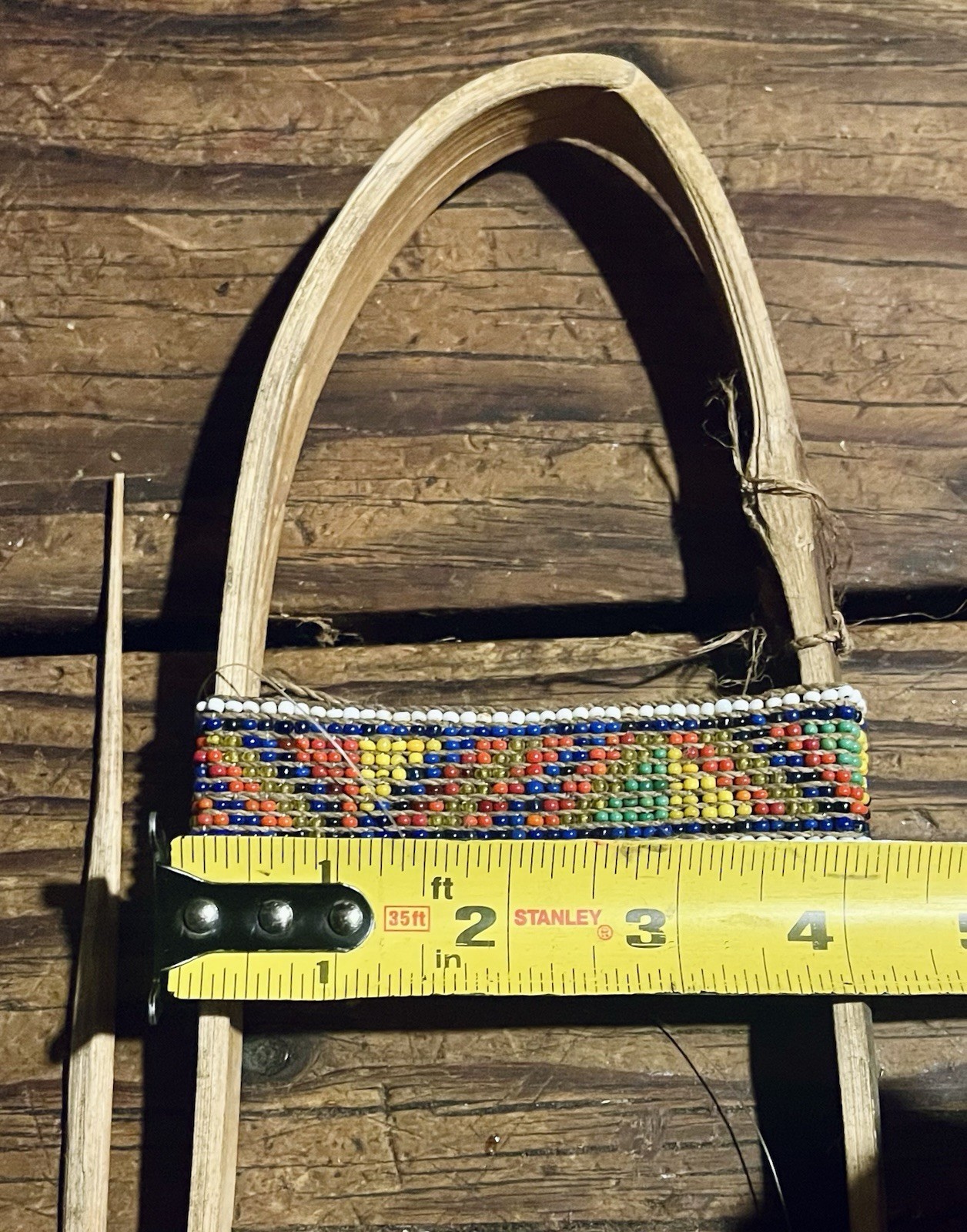 Primitive Bent Stick Loom Bead Weaving Tool With Beaded