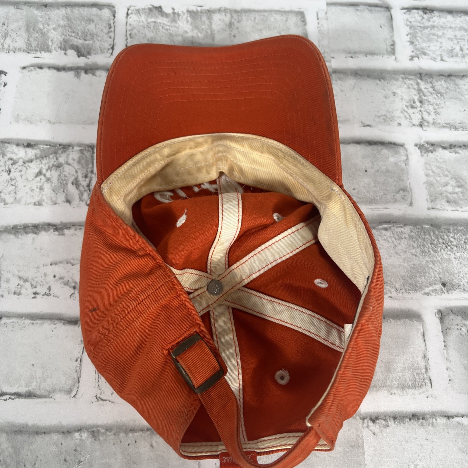 Titleist Since 1992 Script Embroidered on Orange Hat Adjustable Strap Buckle