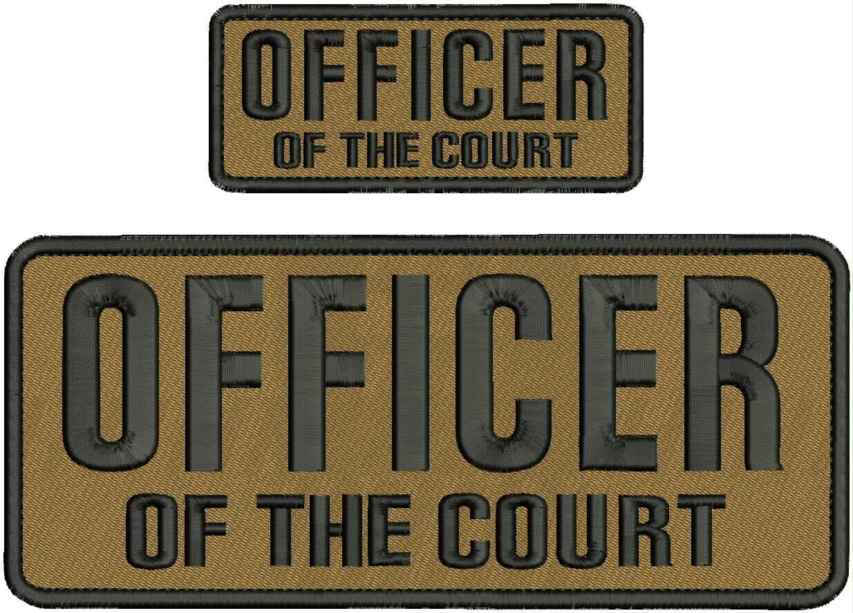 OFFICER OF THE COUTY EMB PATCHES 4X10 AND 2X5 HOOK ON BACK  ON BLACK COYOTE
