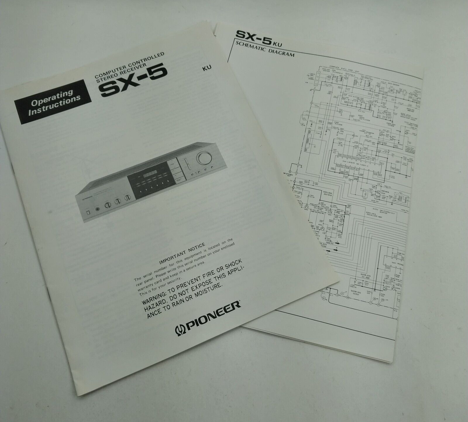 Pioneer SX-5 Receiver Operating Instructions & Schematics Original Free Shipping