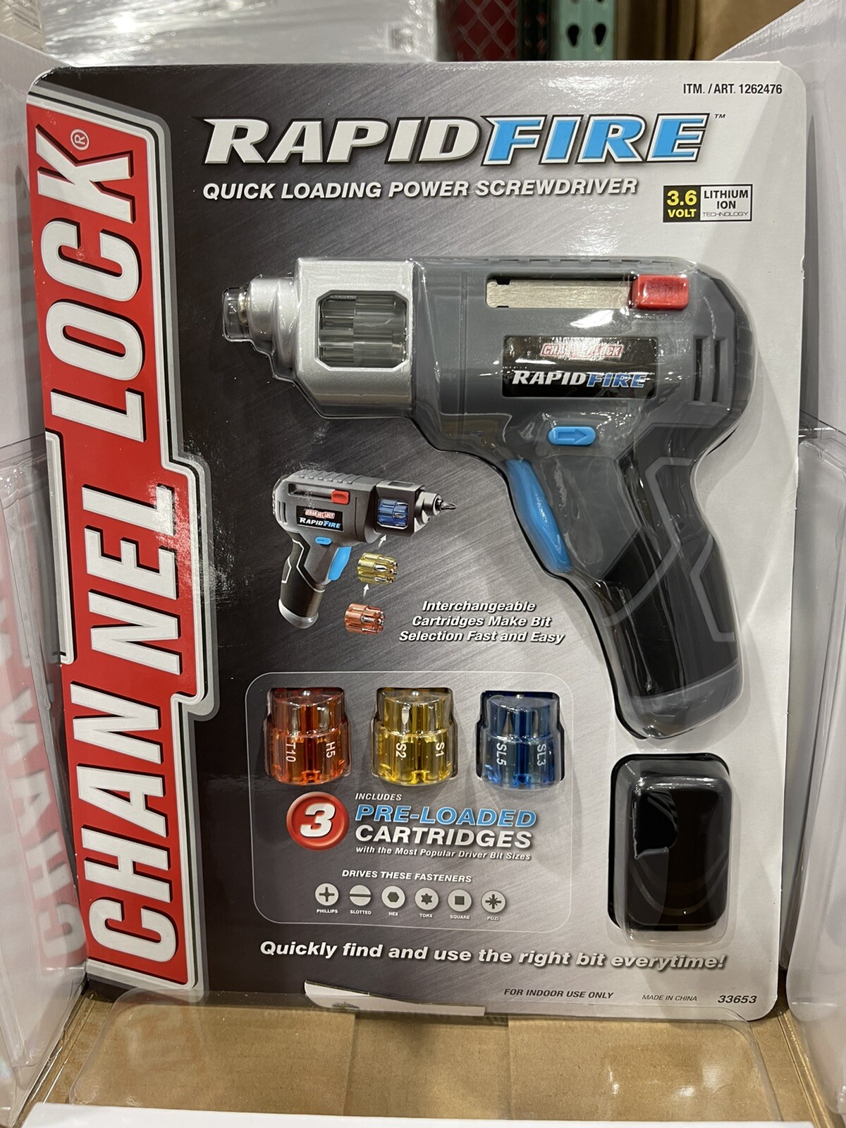 Channel Lock Rapid Fire Quick Loading Power Cordless Screwdriver 18 Driver Bits.