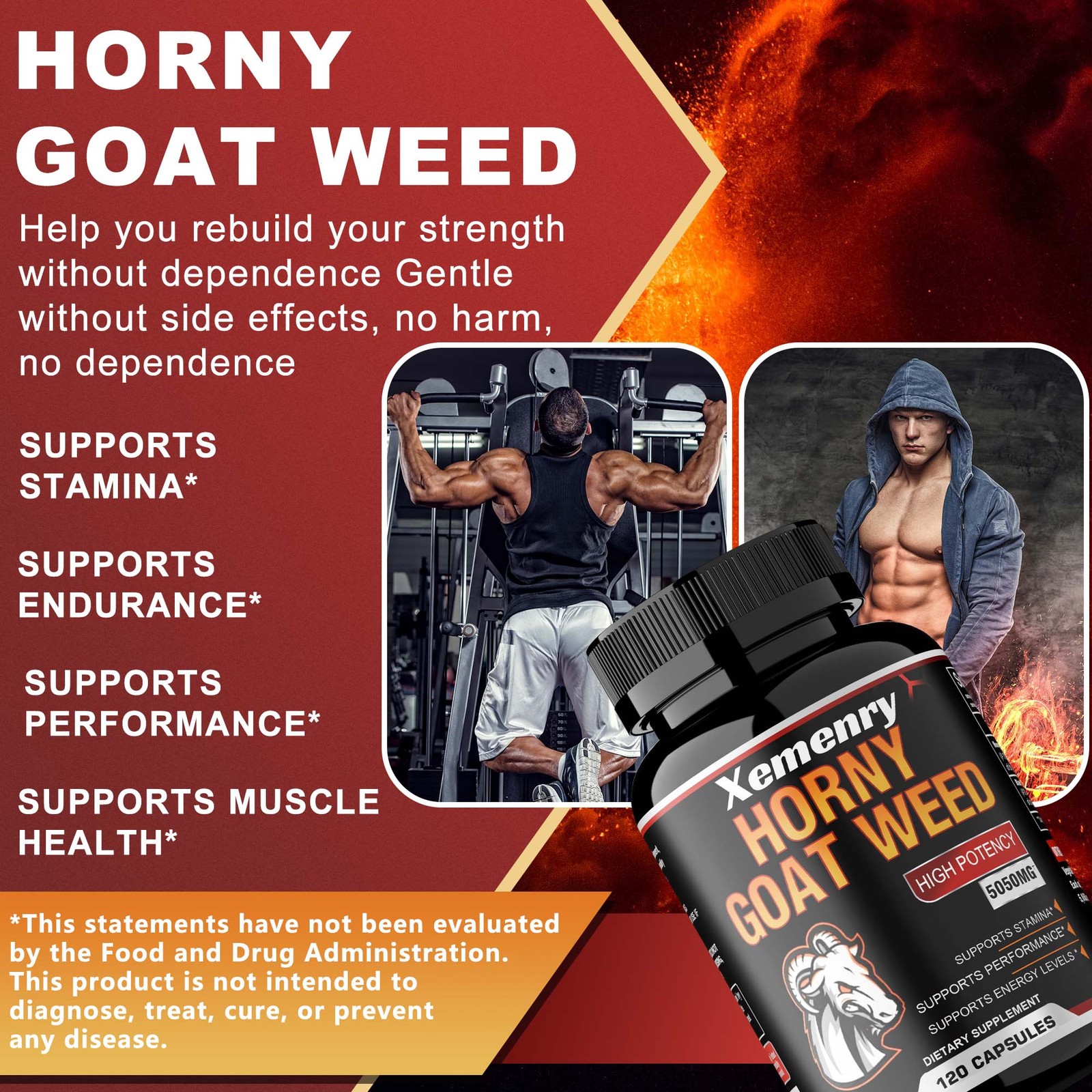 Horny Goat Weed Capsules - Men's Health,Testosterone Booster, Energy & Endurance