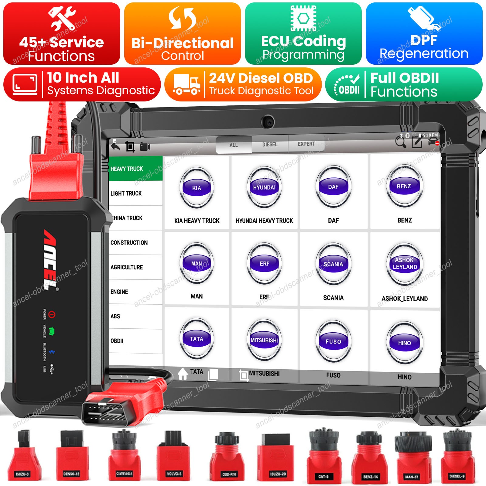 X7 HD Heavy Duty Truck Scanne Diagnostic Tool DPF ECU Coding For Cummins