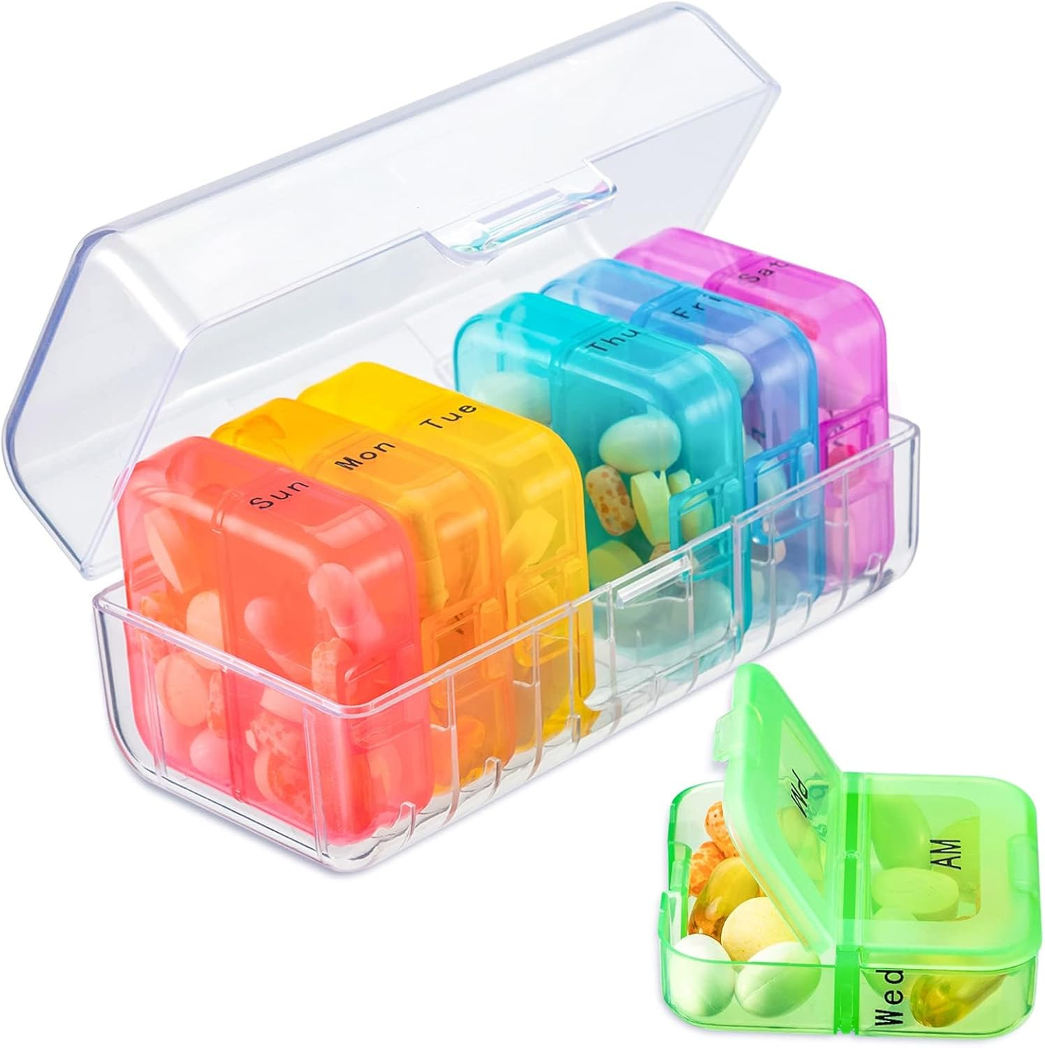 Zoksi Pill Organizer 2 Times a Day, Weekly 7 Day Pill Box, Daily Am Pm Pill Orga