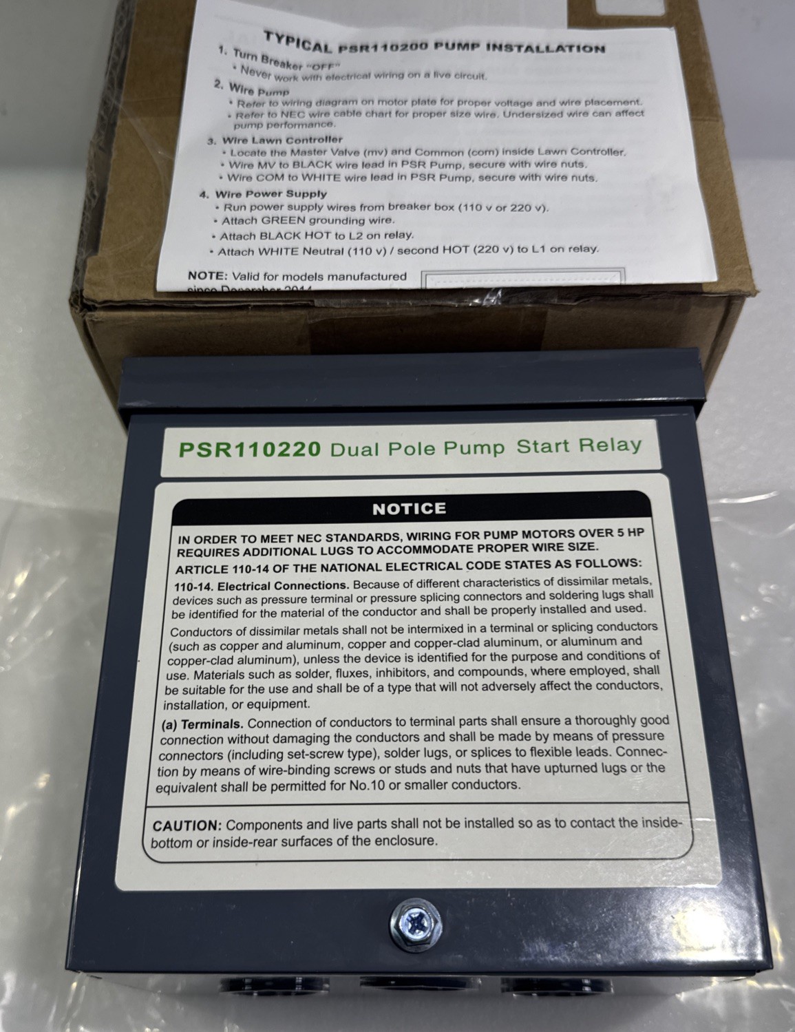 PSR110220 Dual Pole Pump Start Relay 110V 220V 40A for Rain Bird 3/4-5 HP