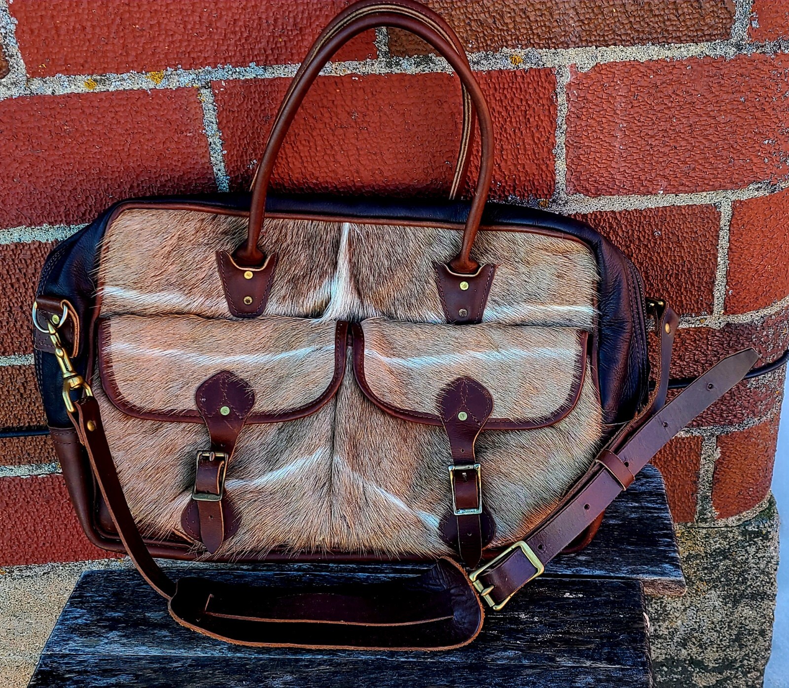 Rare Buffalo Antalope Duffle Travel Bag Luggage Overnight Carryon Hand Made USA