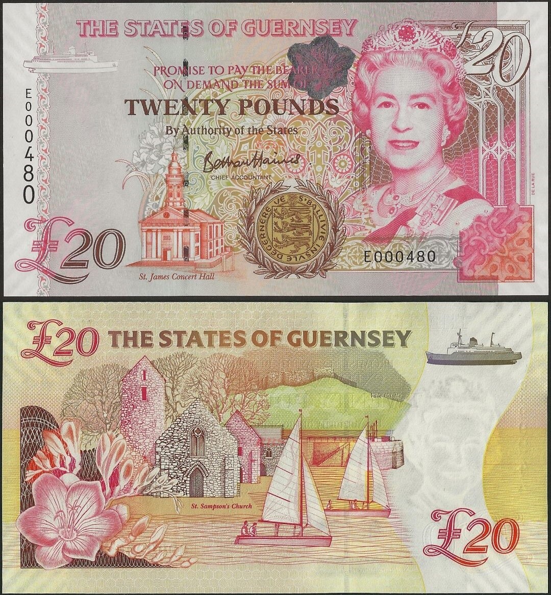 Guernsey P58c B166a 9.1kg E Prefix Sg Haines 1999 Elizabeth II Serial Bass