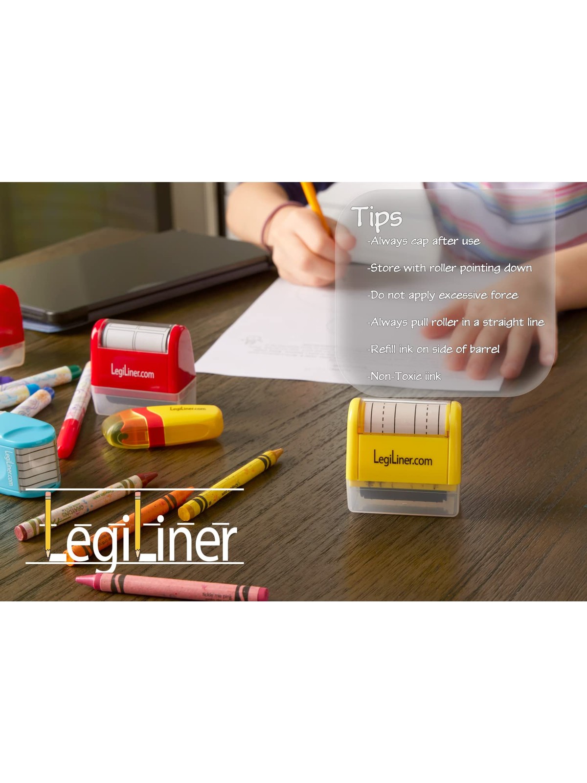 1/4" Mini Double Solid Line Teacher Stamp Two-Line Roller Brown Ink College