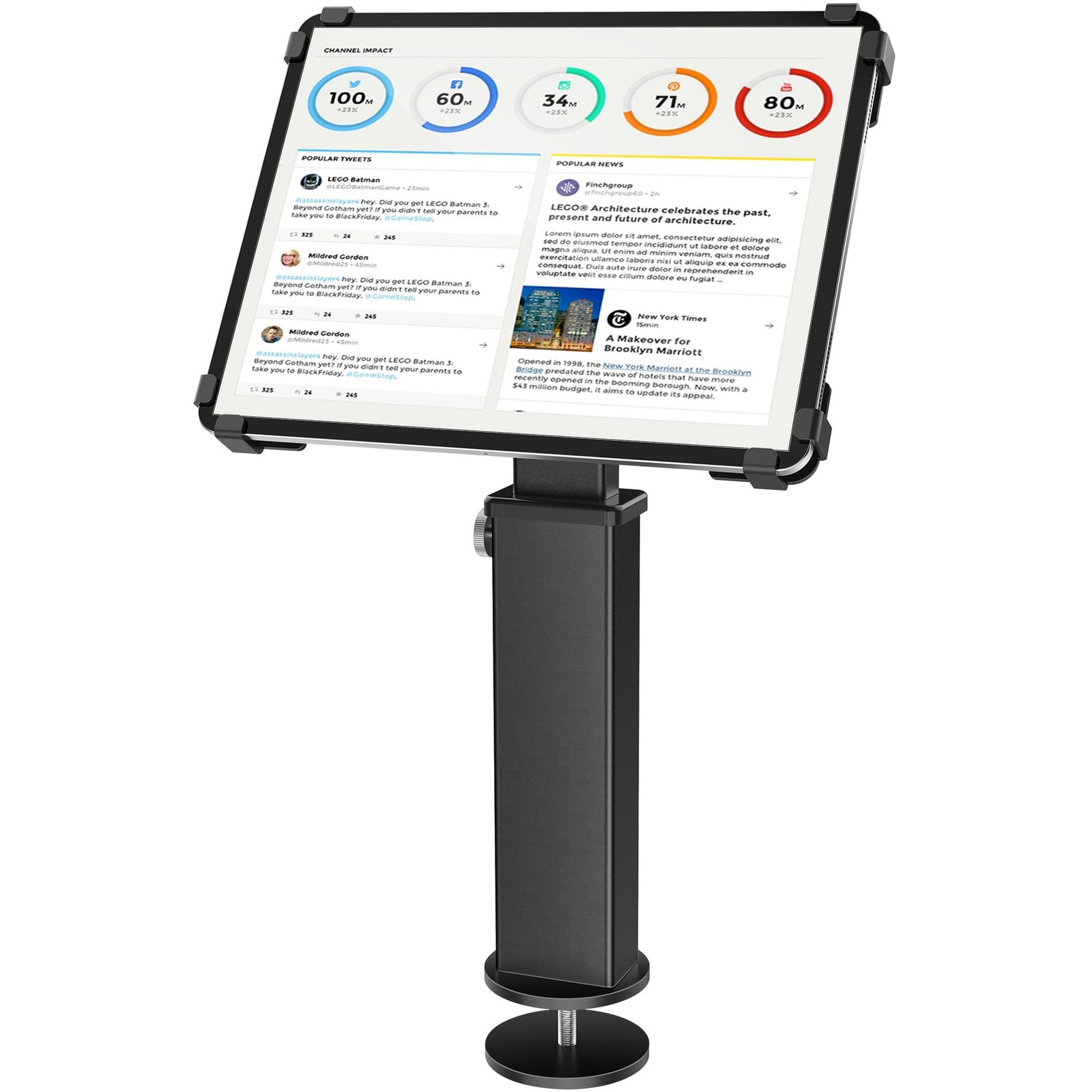 AboveTEK iPad Desk Grommet Mount, Adjustable Tablet Desk Mount with 360° Ro
