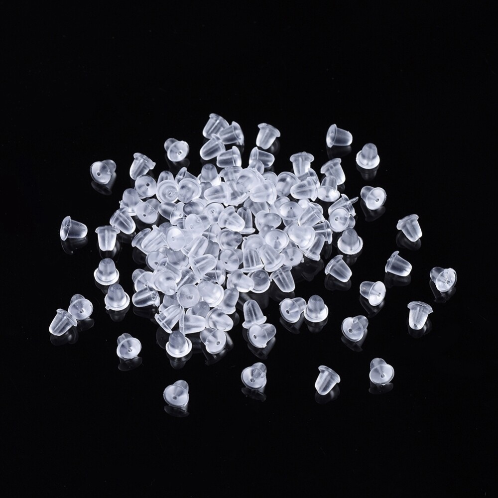 10000x 4MM Clear Soft Plastic Bullet Clutch Stopper Earring Back Earnuts