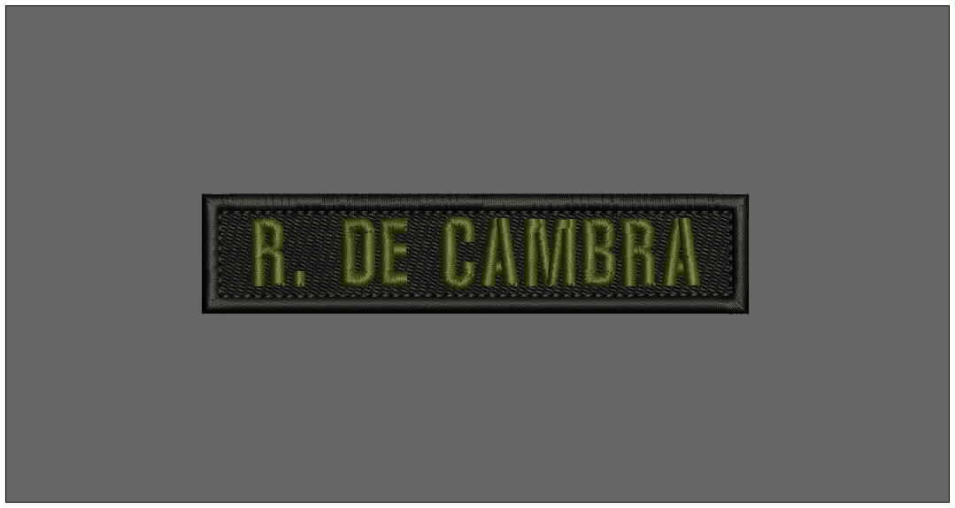 CUSTOM NAME EMBROIDERY PATCH 5x1'' HOOK ON BACK od green on black
