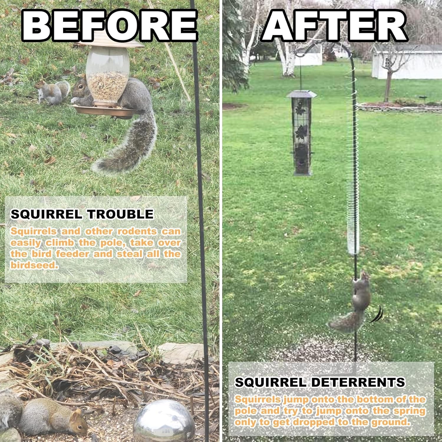 3 Pcs Outdoor Squirrel Baffle - Metal Spring Device, Anti Silver
