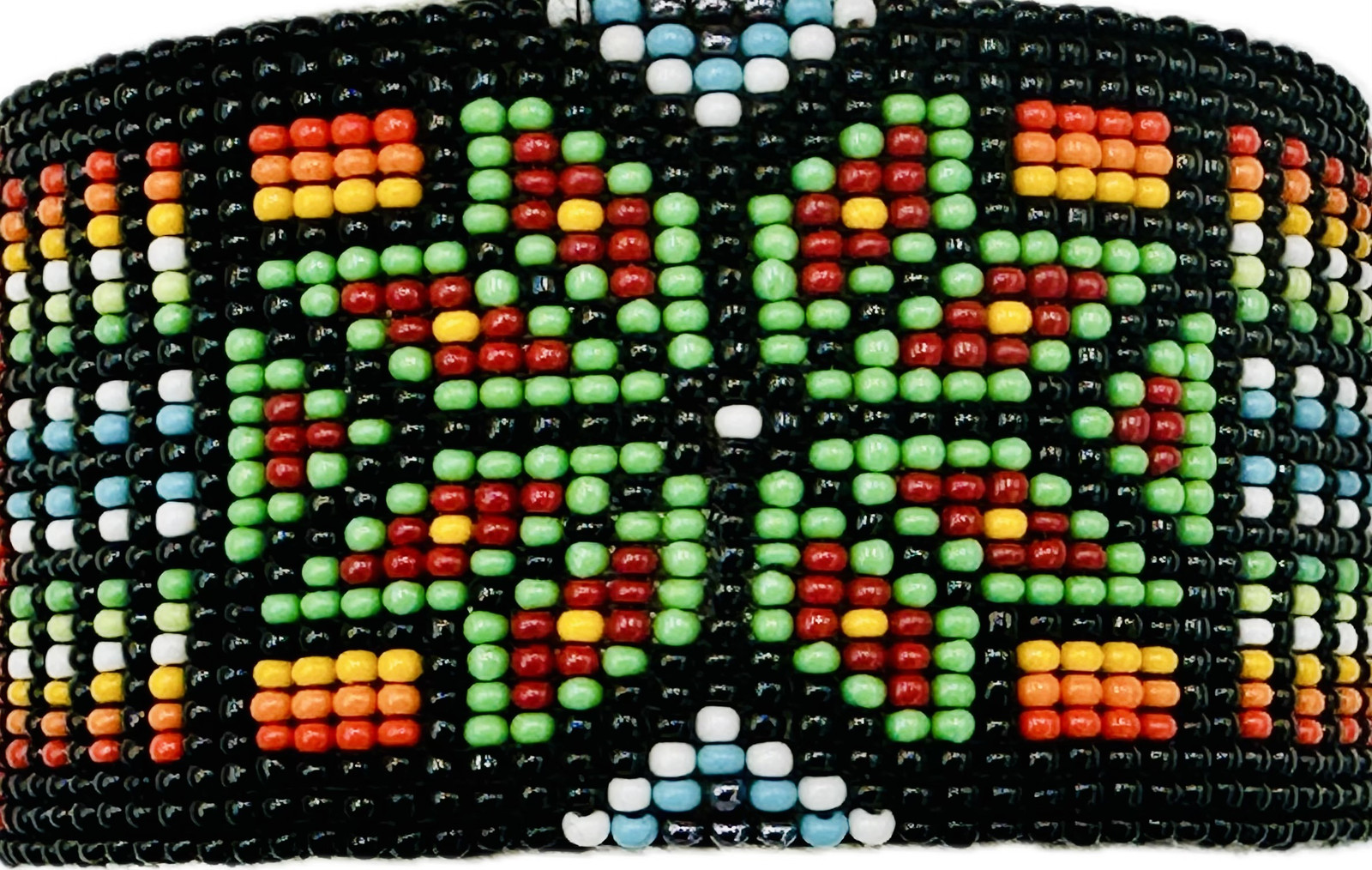 Handmade Black multicolor Flower Leather Cuff Bracelet