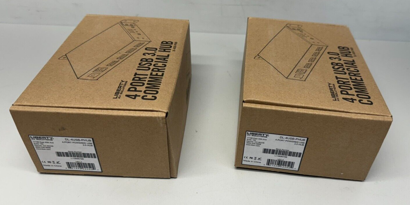 Liberty AV DL-4USB-PHUB TeamUp+ Series 4 Port Powered USB 3.0 Hub LOT OF 2