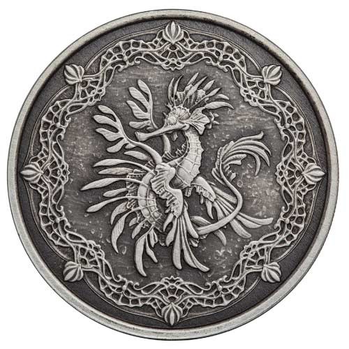2022 Silver 1 oz Samoa Sea Dragon Antiqued Coin