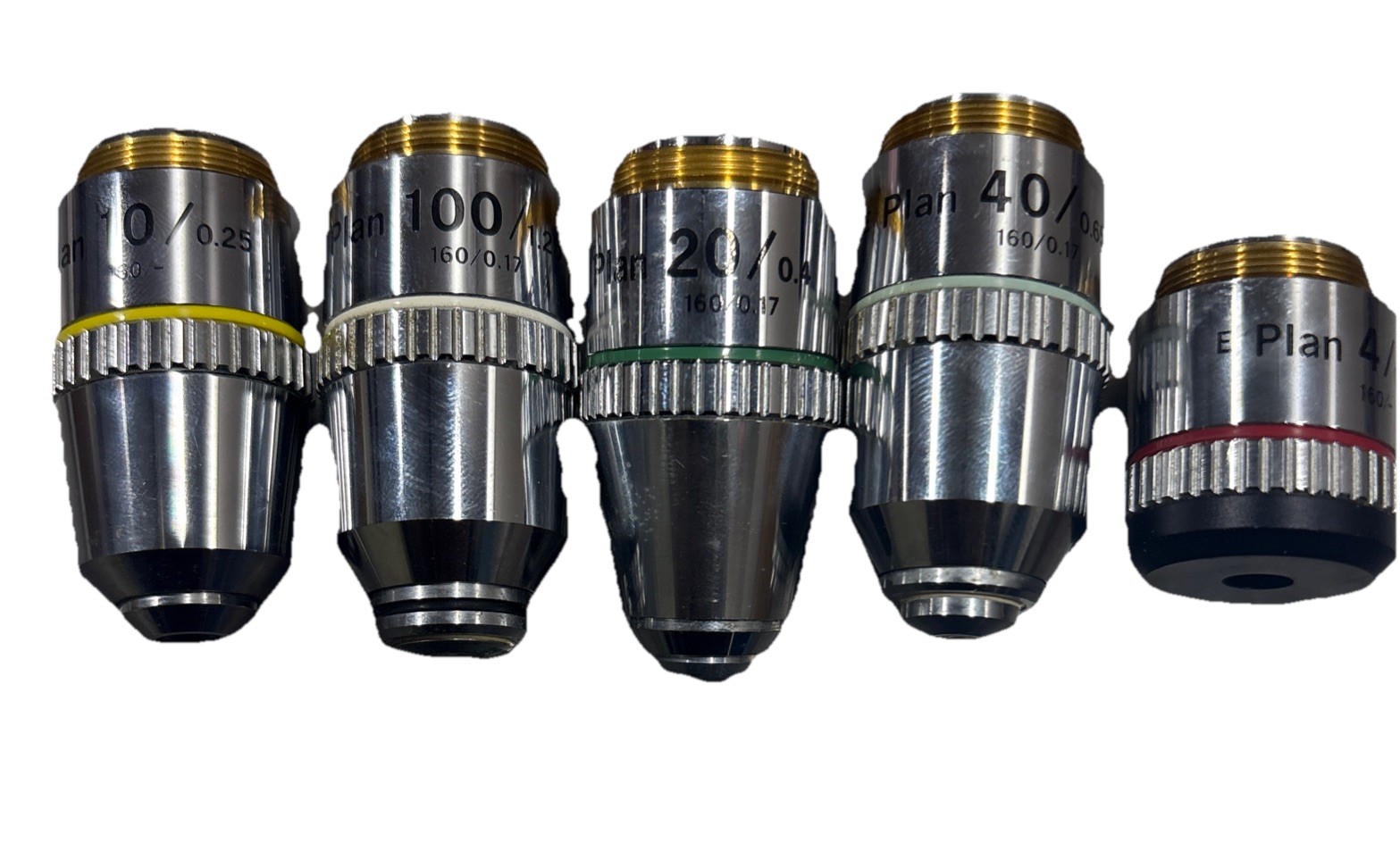 Nikon E plan 10/0.25 100/1.25 20/.04 40/.06 4/0.1 Objective Lenses